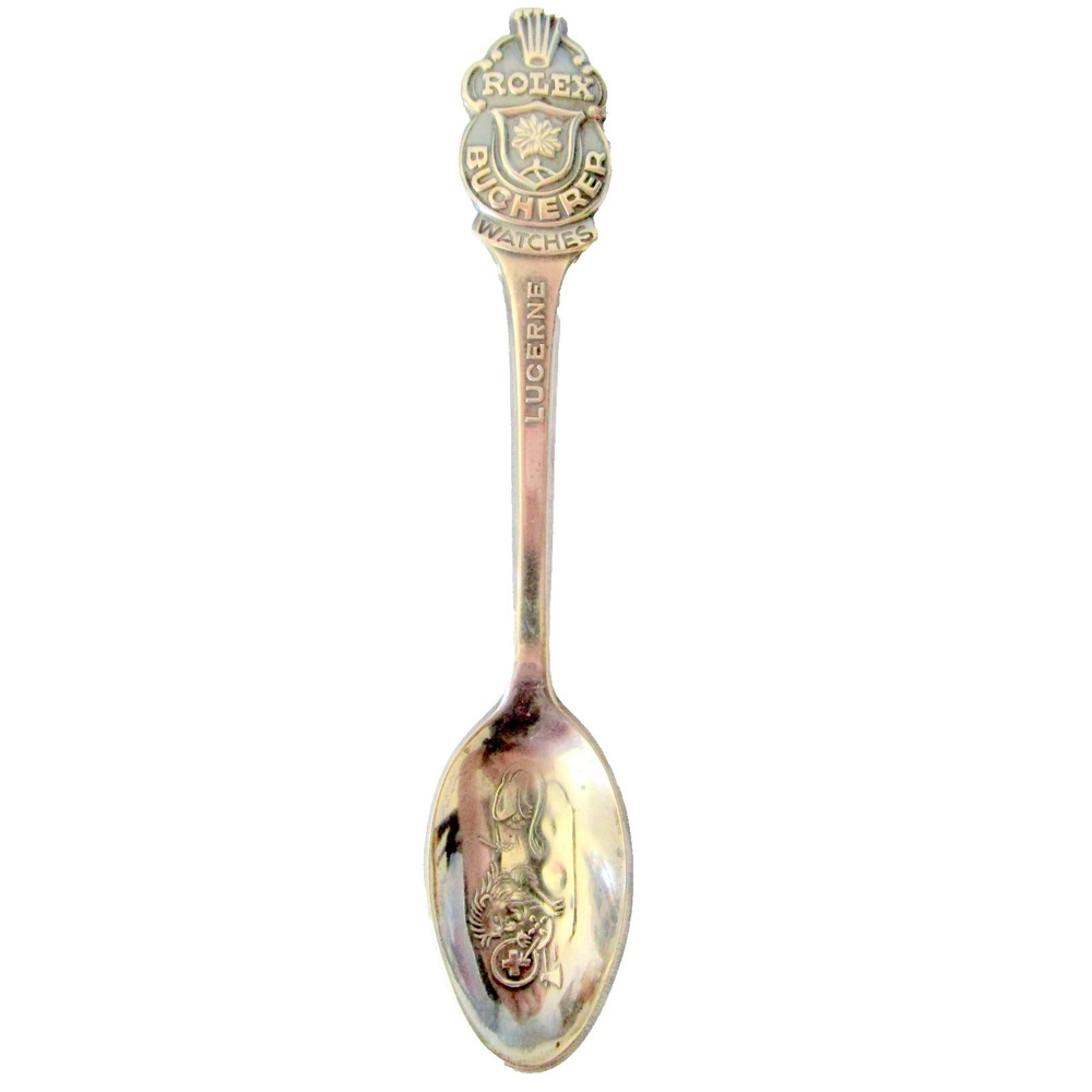 Rolex Watches Bucherer of Switzerland B69 Lion Souvenir Silver Plated Spoon